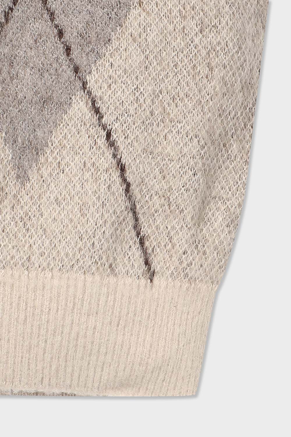 [공식몰] 모헤어 아가일 가디건 베이지