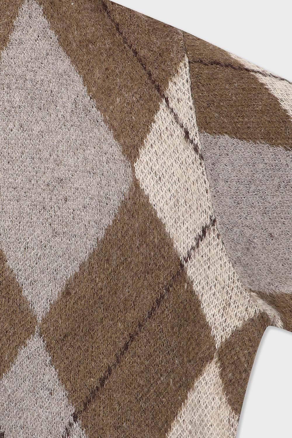 [공식몰] 모헤어 아가일 가디건 베이지