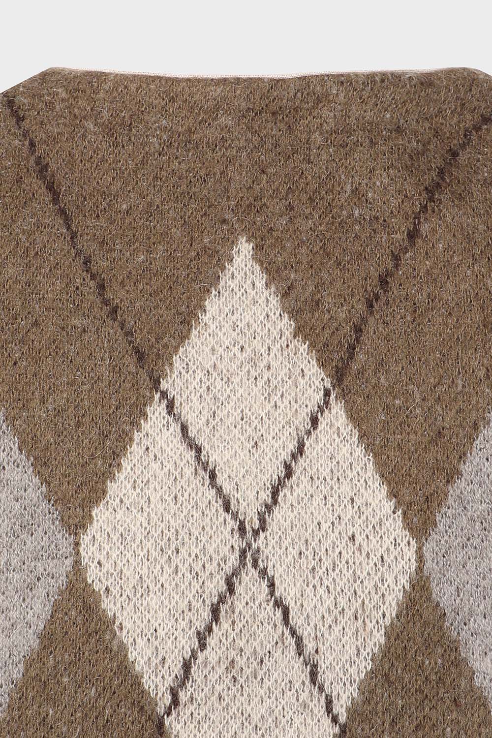 [공식몰] 모헤어 아가일 가디건 베이지