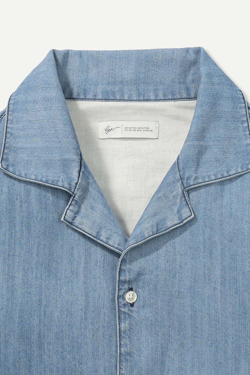 [본] 리오셀 데님 하프 셔츠 블루