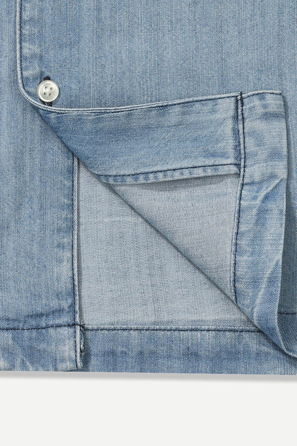 [본] 리오셀 데님 하프 셔츠 블루