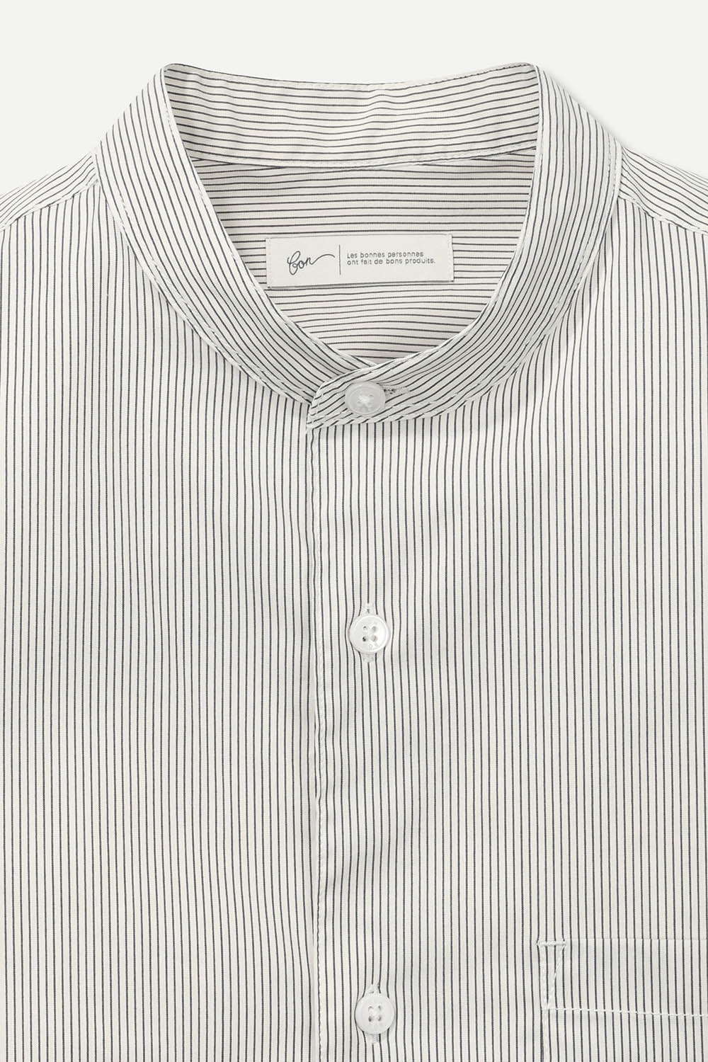 [공식몰]터키 패브릭 헨리넥 스트라이프 셔츠 화이트