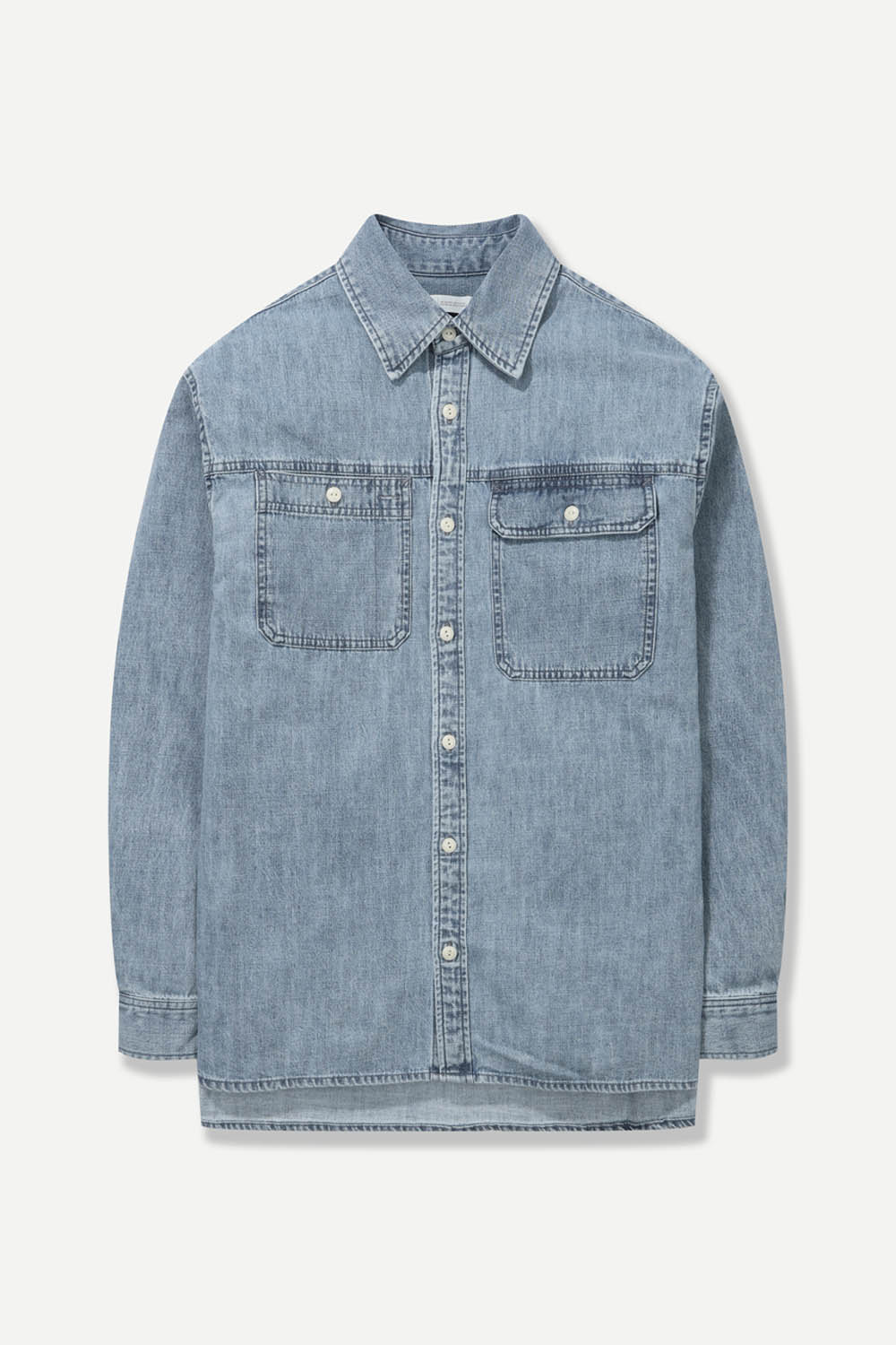 [공식몰] 가슴포켓 데님 아우터 셔츠 블루