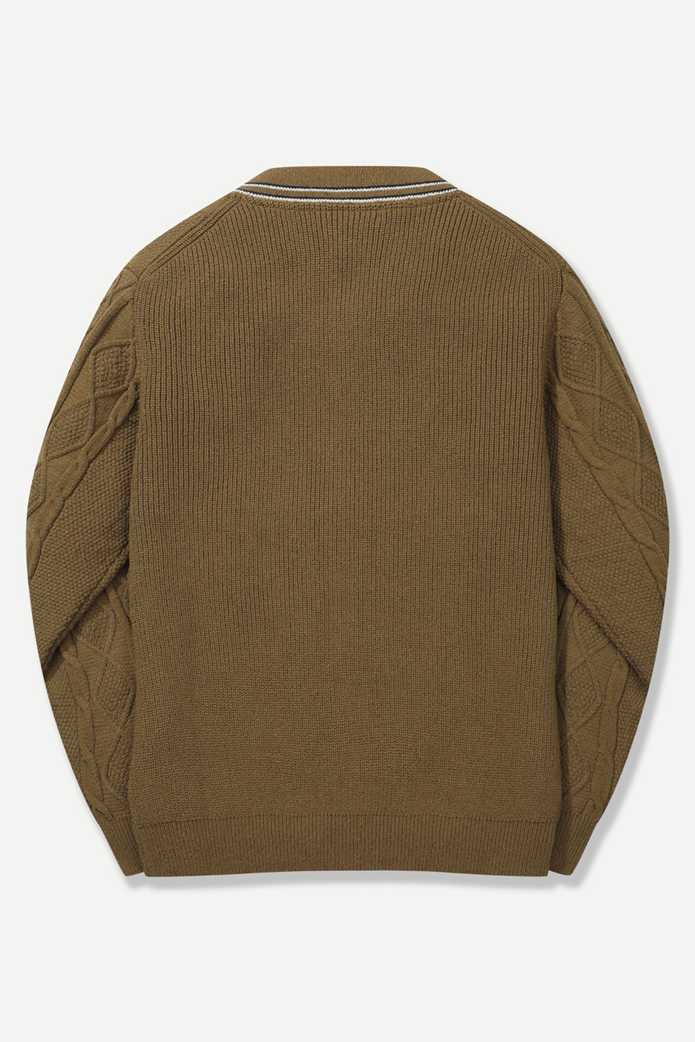 [공식몰]케이블 트위스트 브이넥 니트 카키