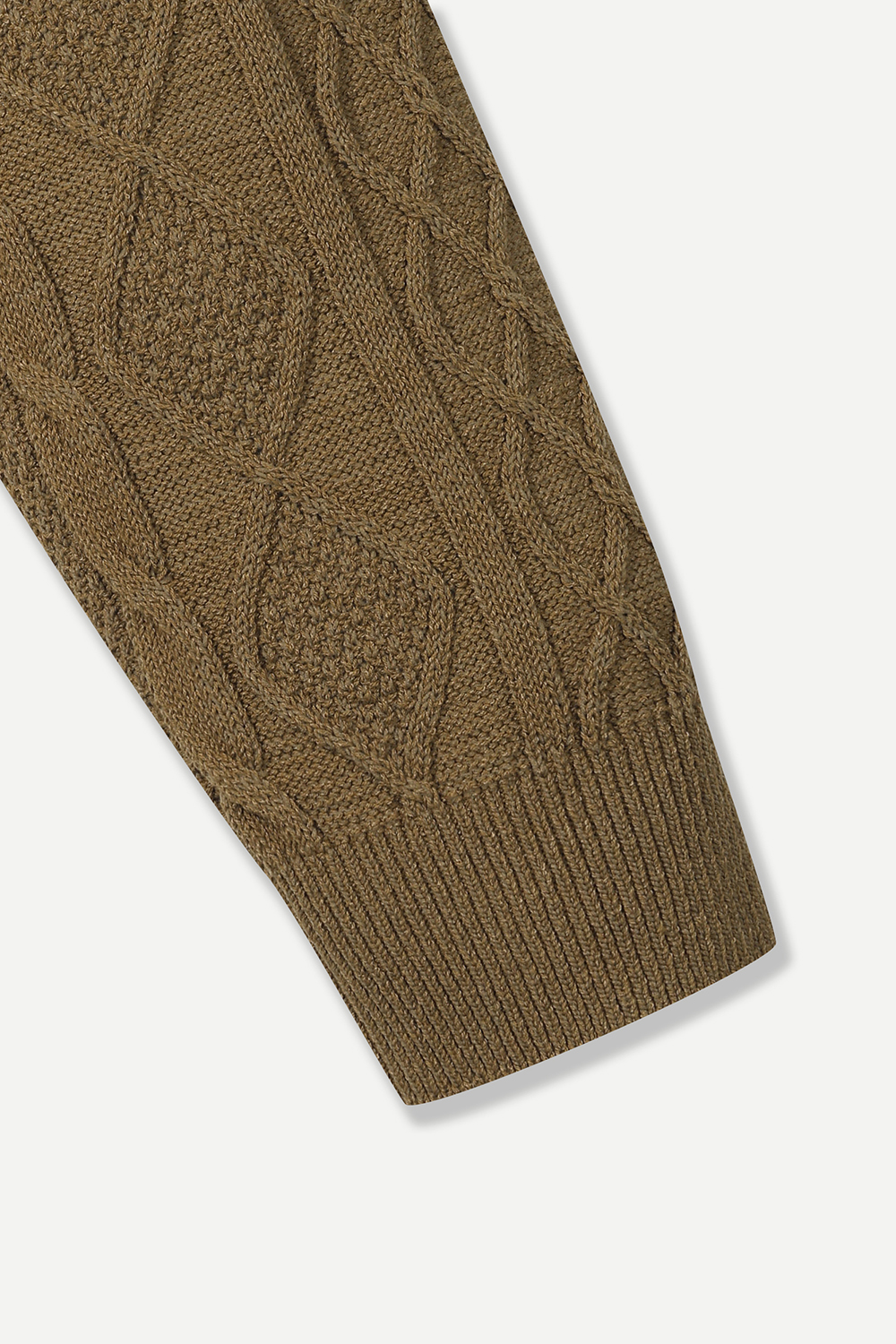 [공식몰]케이블 트위스트 브이넥 니트 카키