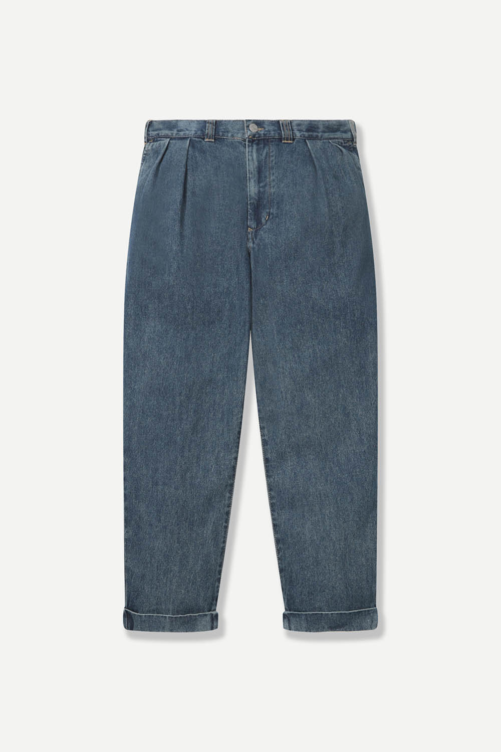 [공식몰]테이퍼드 핏 투턱 데님 팬츠 네이비