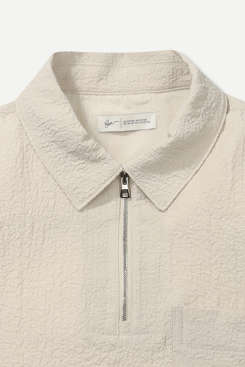 [공식몰] 크리즈 시어서커 카라넥 티셔츠 아이보리