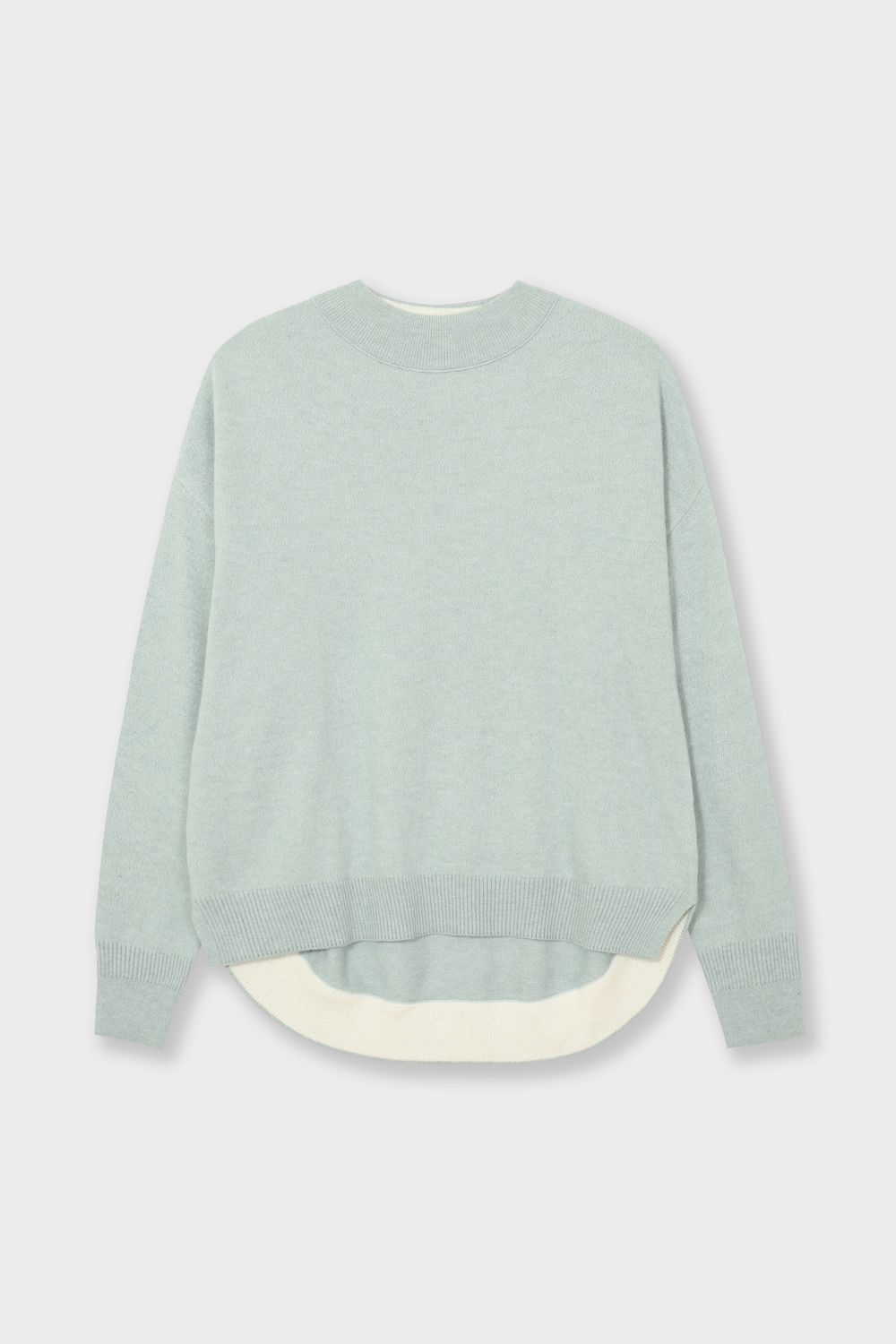 [캐리스노트] 베이직 모크넥 오버핏 니트 민트그린