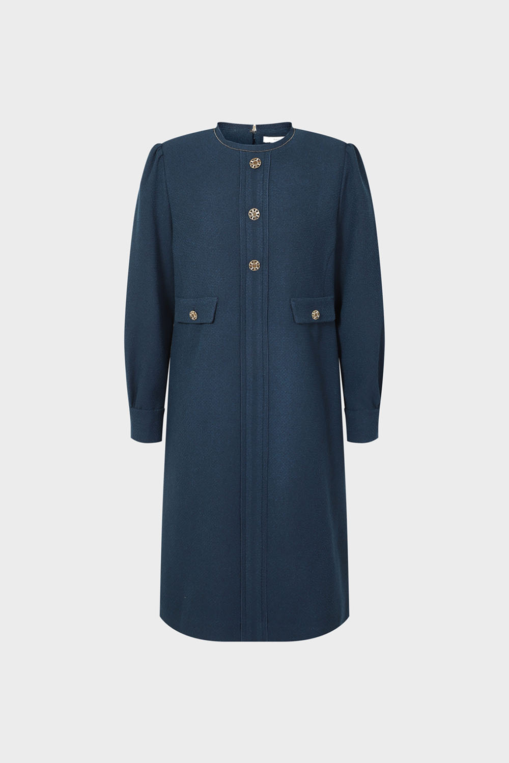 [캐리스노트] 앤티크 버튼 롱 원피스 블루