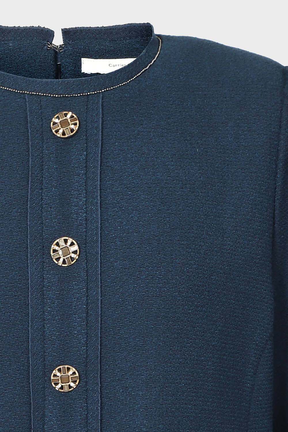 [캐리스노트] 앤티크 버튼 롱 원피스 블루