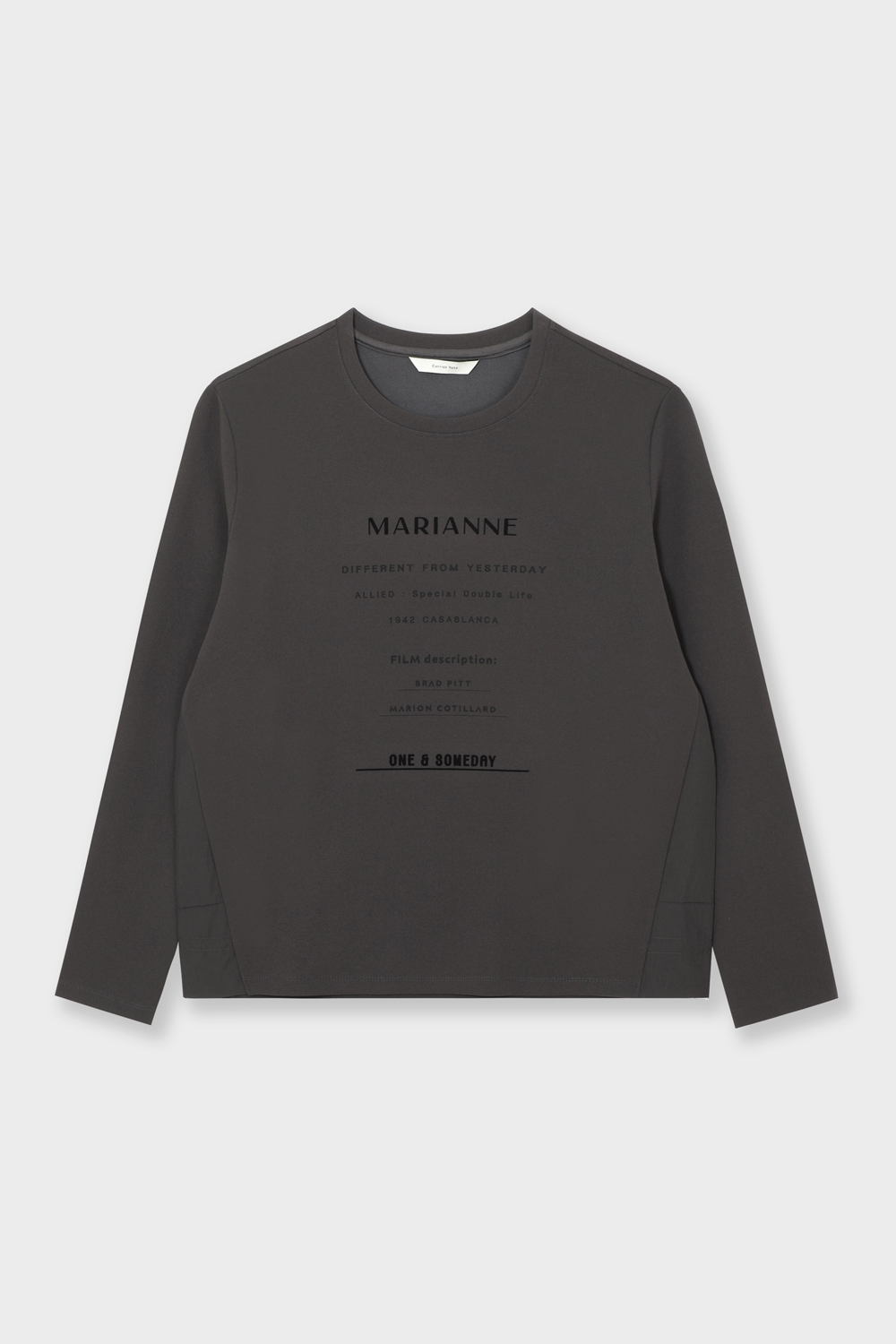 [캐리스노트] 포인트 그래픽 베이직 티셔츠 다크그레이