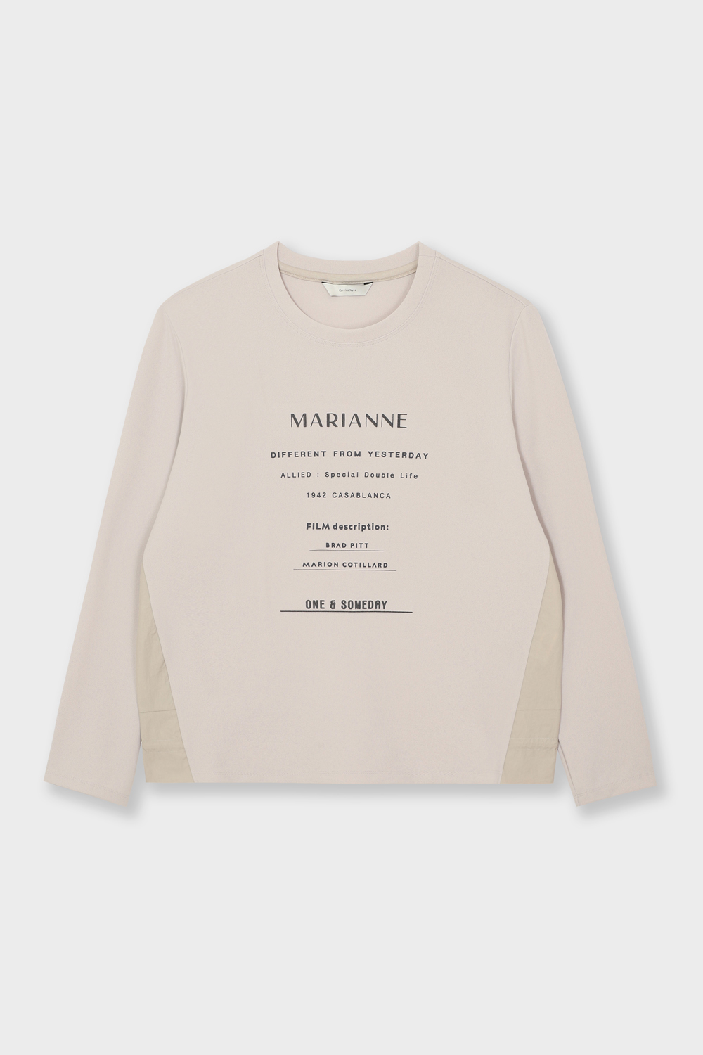 [캐리스노트] 포인트 그래픽 베이직 티셔츠 라이트베이지