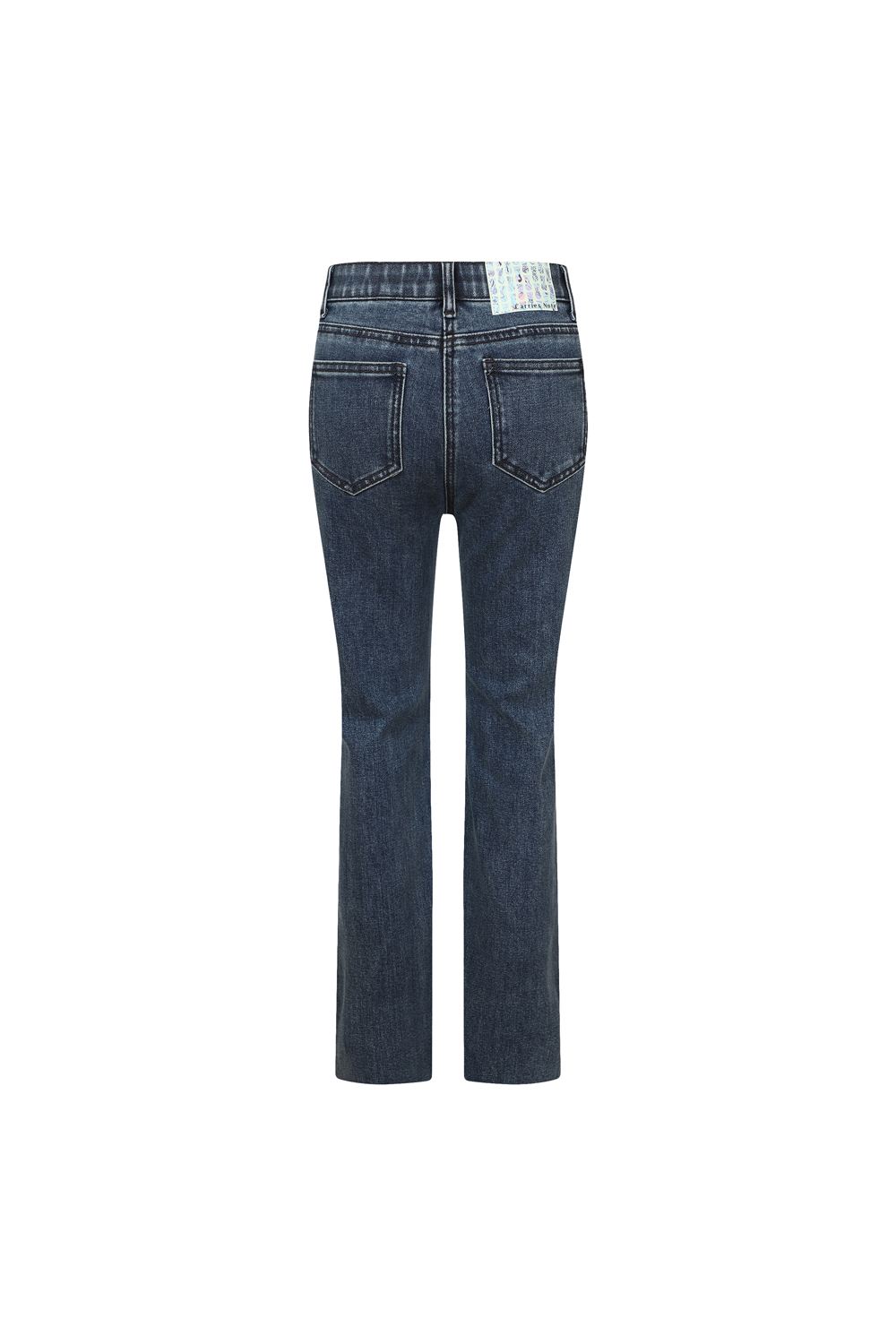 [캐리스노트] 세미 부츠컷 컷팅 데님 팬츠 블루