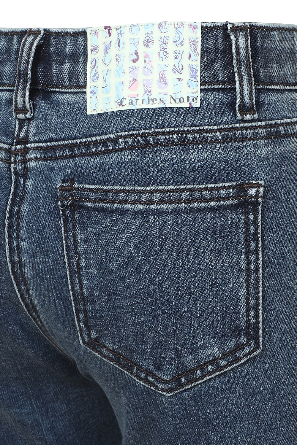 [캐리스노트] 세미 부츠컷 컷팅 데님 팬츠 블루