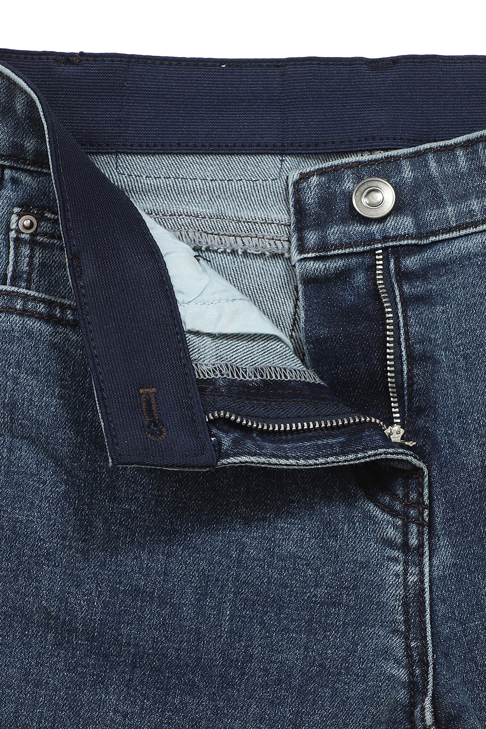 [캐리스노트] 세미 부츠컷 컷팅 데님 팬츠 블루