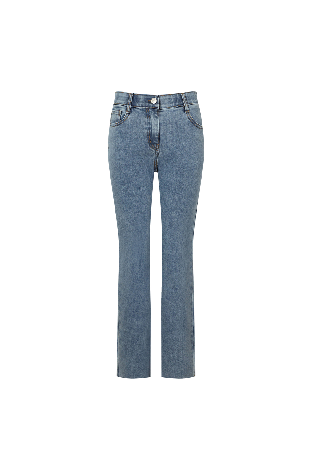 [캐리스노트] 세미 부츠컷 컷팅 데님 팬츠 라이트 블루