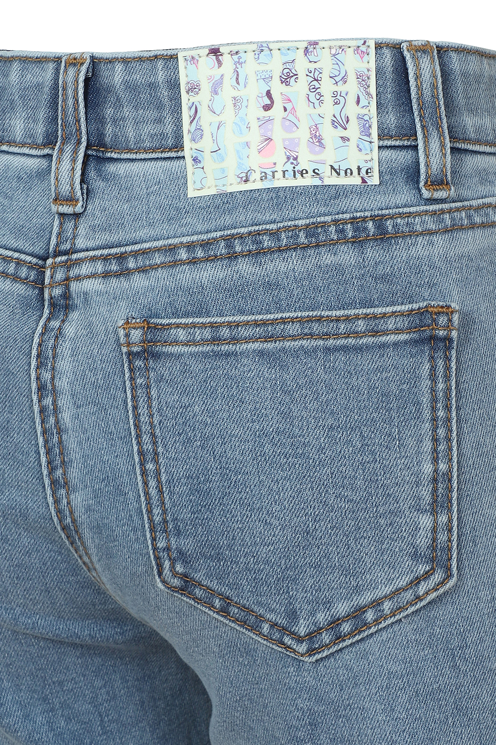 [캐리스노트] 세미 부츠컷 컷팅 데님 팬츠 라이트 블루