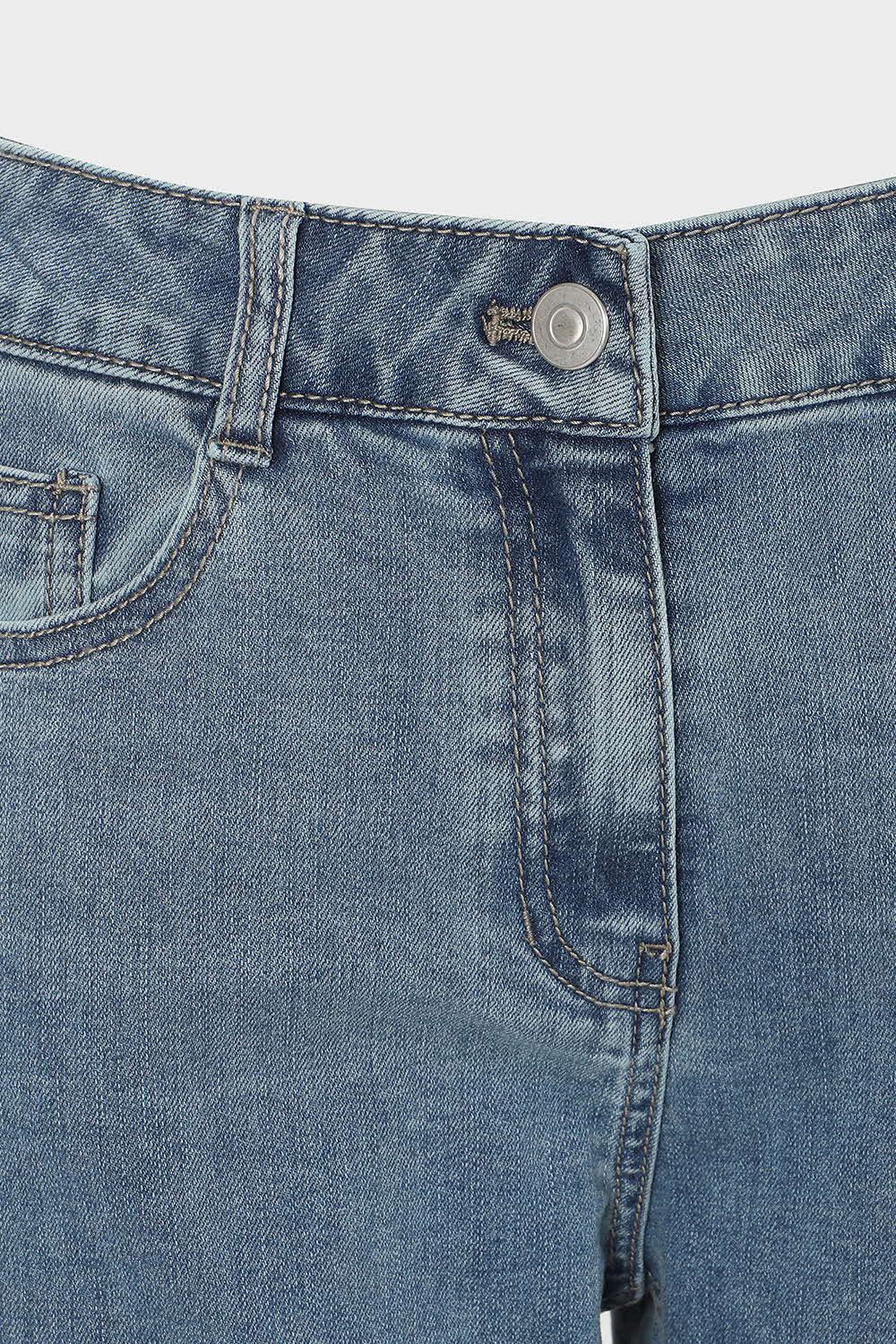 [캐리스노트] 세미 배기 데님 팬츠 블루