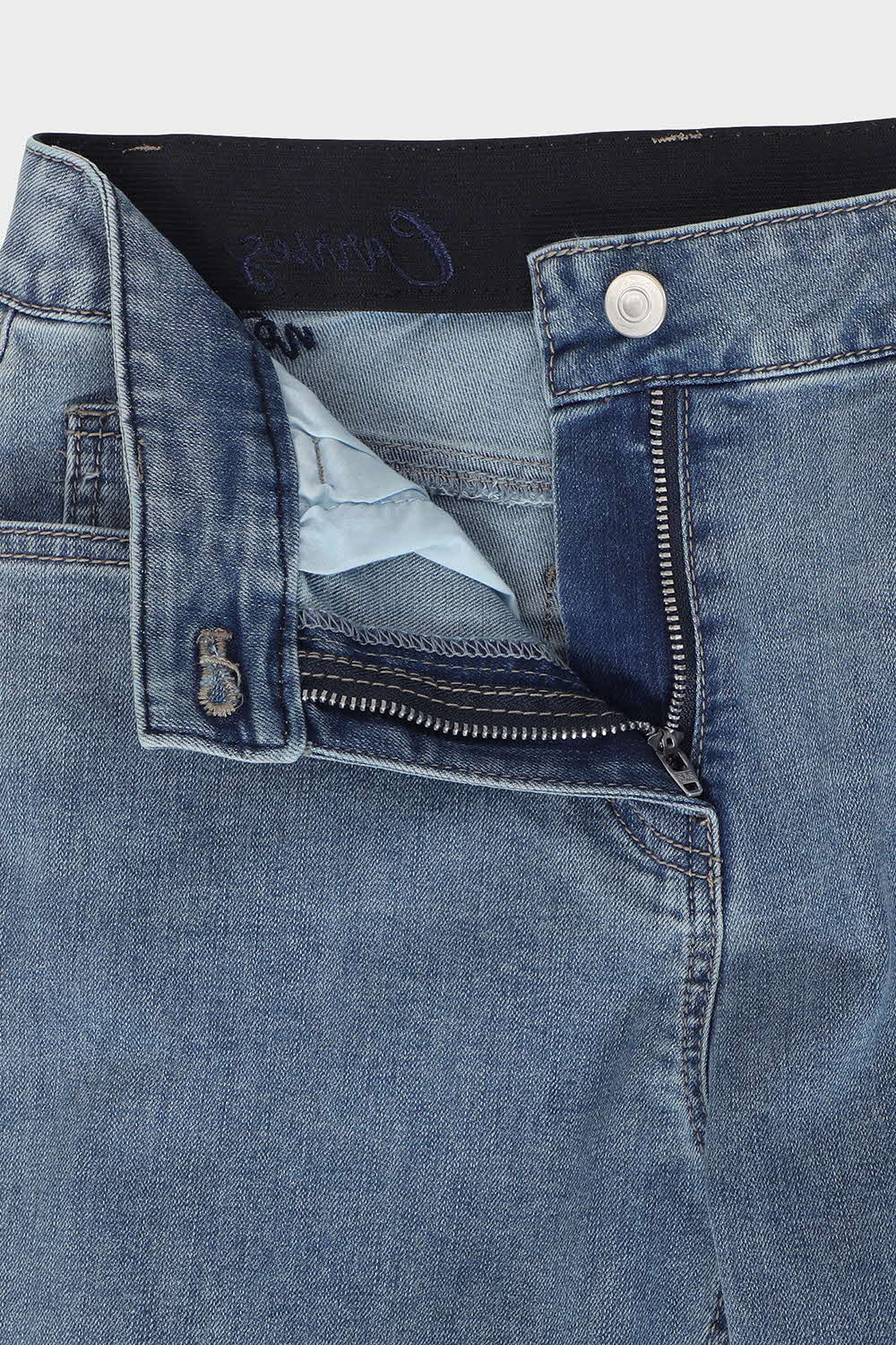 [캐리스노트] 세미 배기 데님 팬츠 블루