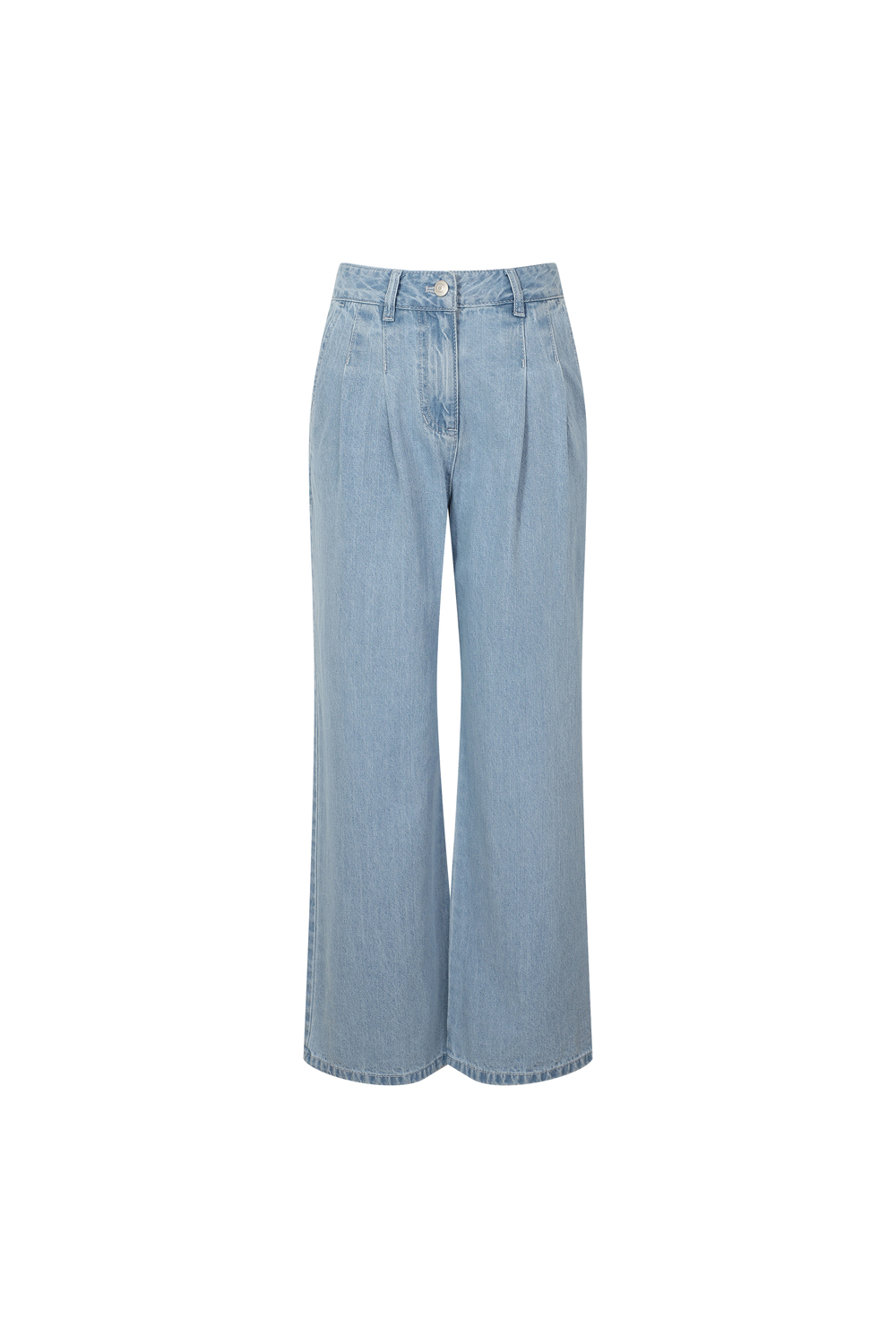 [캐리스노트] 투턱 와이드 데님 팬츠 라이트블루