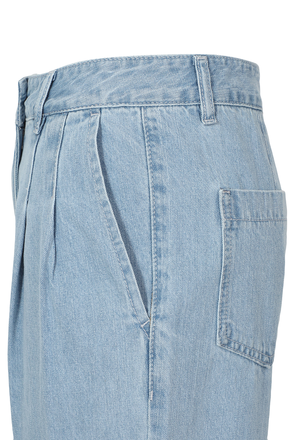 [캐리스노트] 투턱 와이드 데님 팬츠 라이트블루