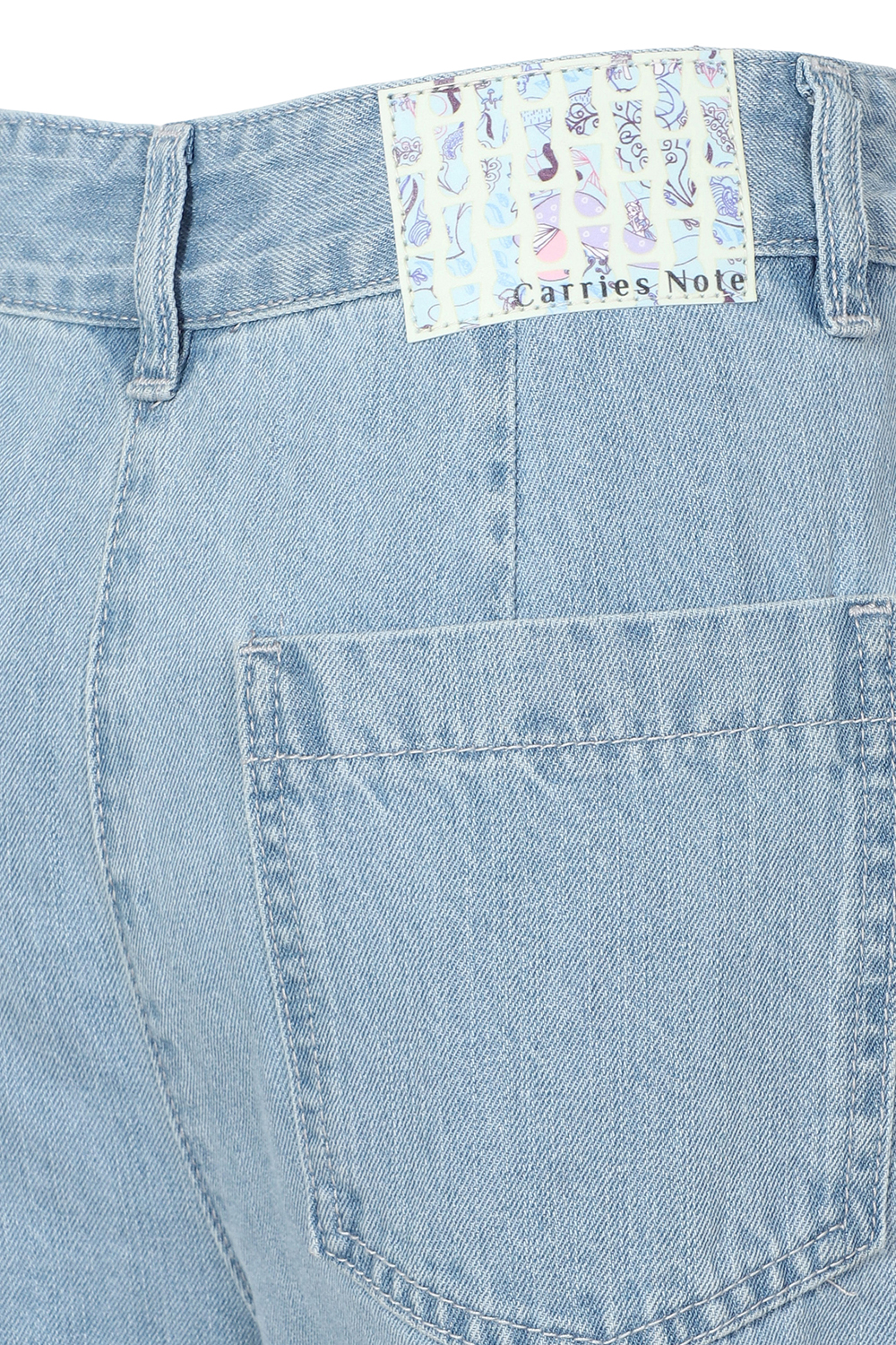 [캐리스노트] 투턱 와이드 데님 팬츠 라이트블루