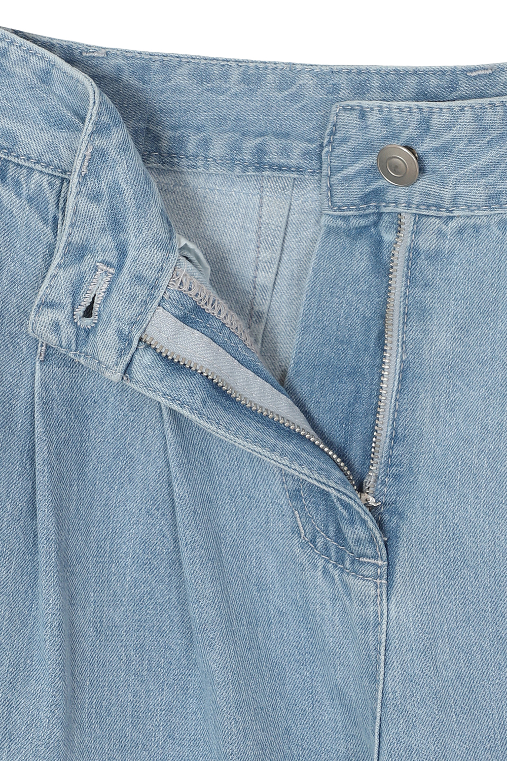 [캐리스노트] 투턱 와이드 데님 팬츠 라이트블루