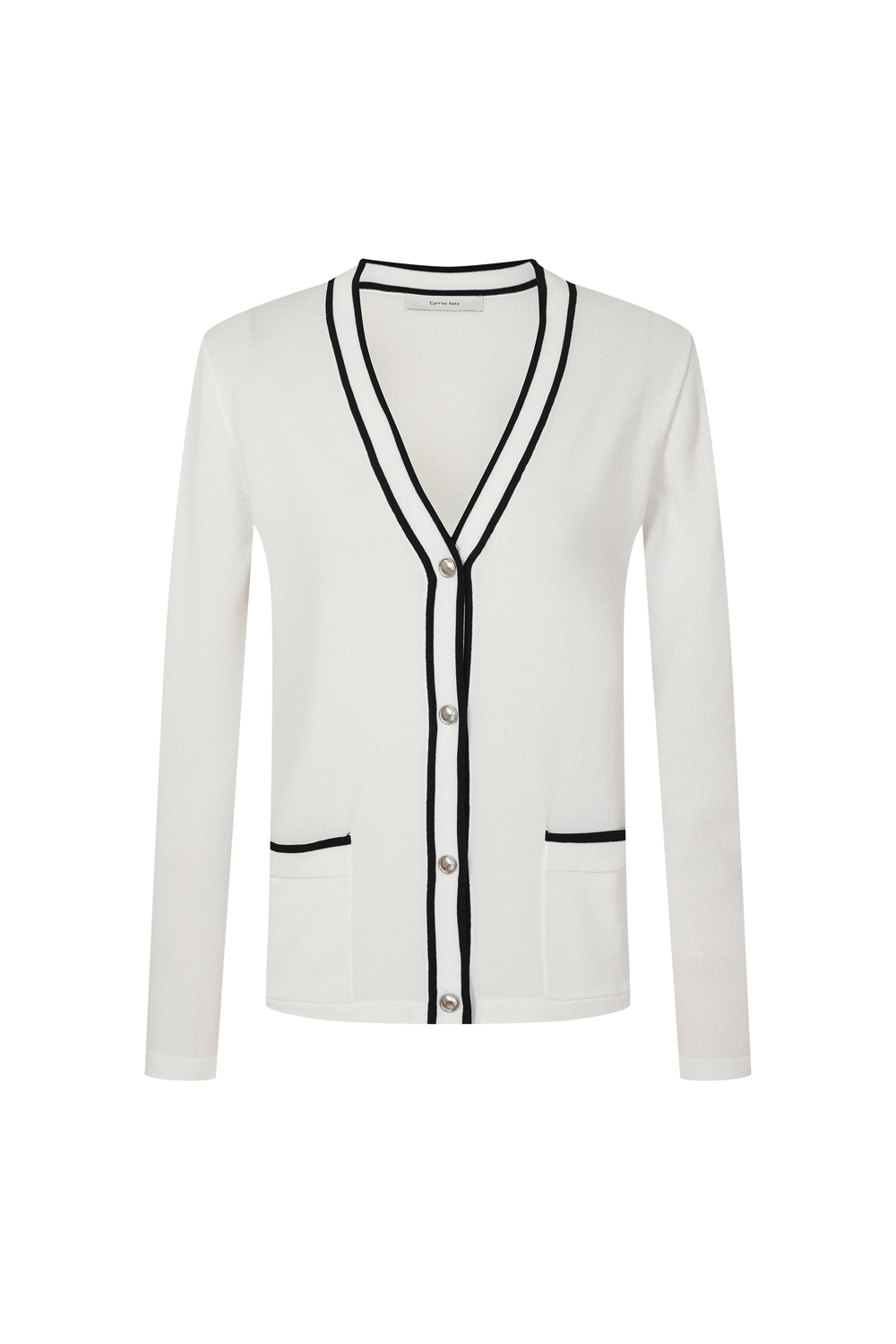 [공식몰] 앙상블 칼라 라인 니트 가디건 아이보리