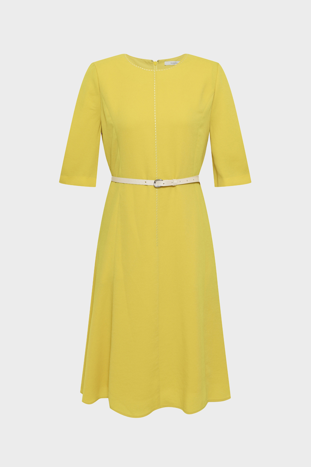 [캐리스노트] 포멀 볼륨소매 원피스 옐로우