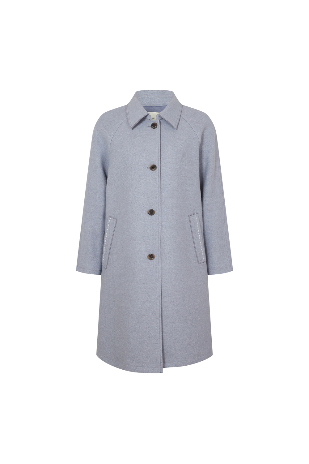 [캐리스노트] 스텐드 카라 코트 블루