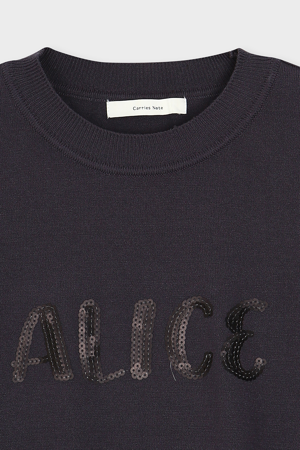 [캐리스노트] 우븐 배색 스트링 블라우스 다크그레이