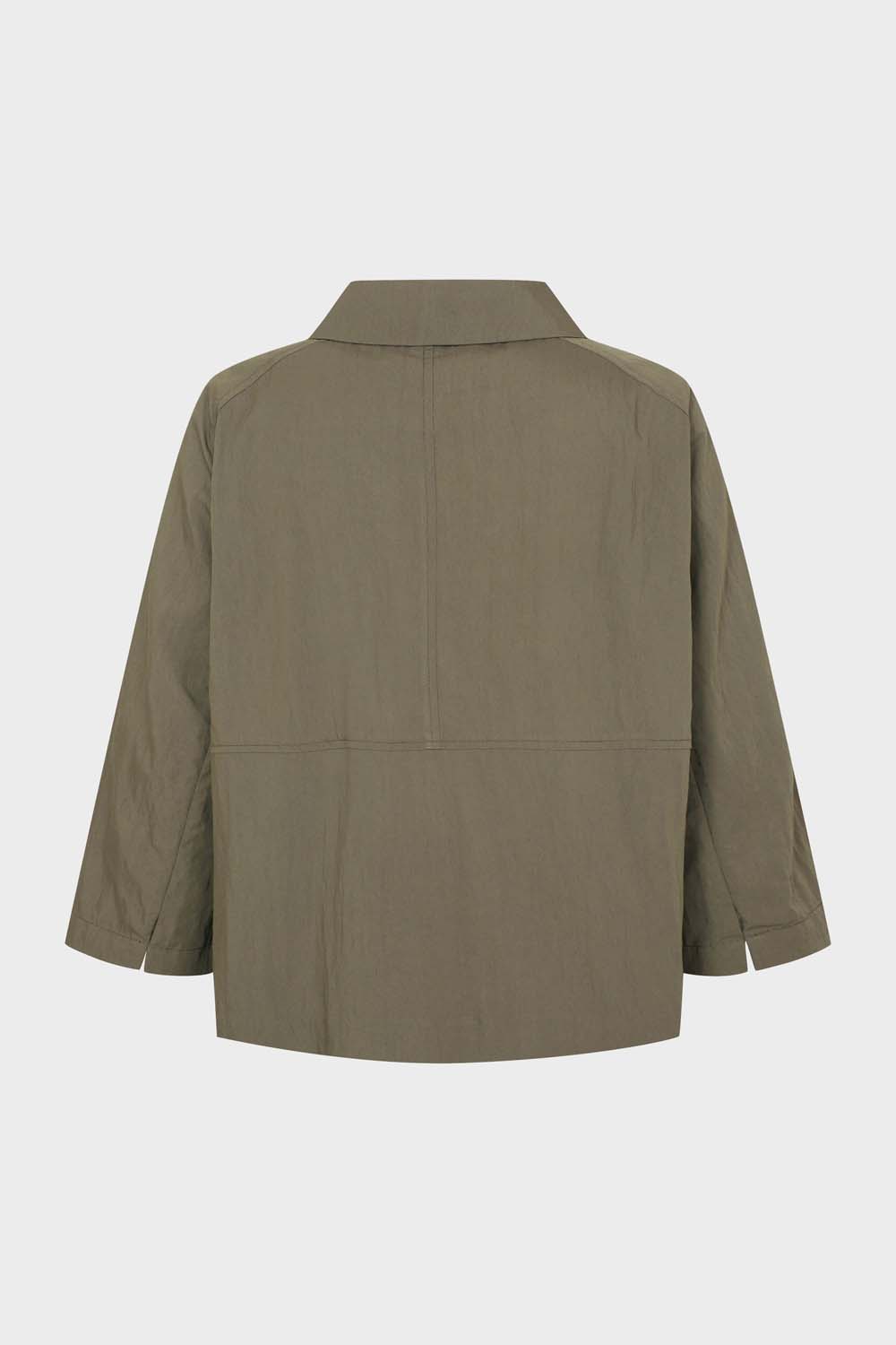 [캐리스노트] 셔츠카라 히든버튼 블라우스 카키