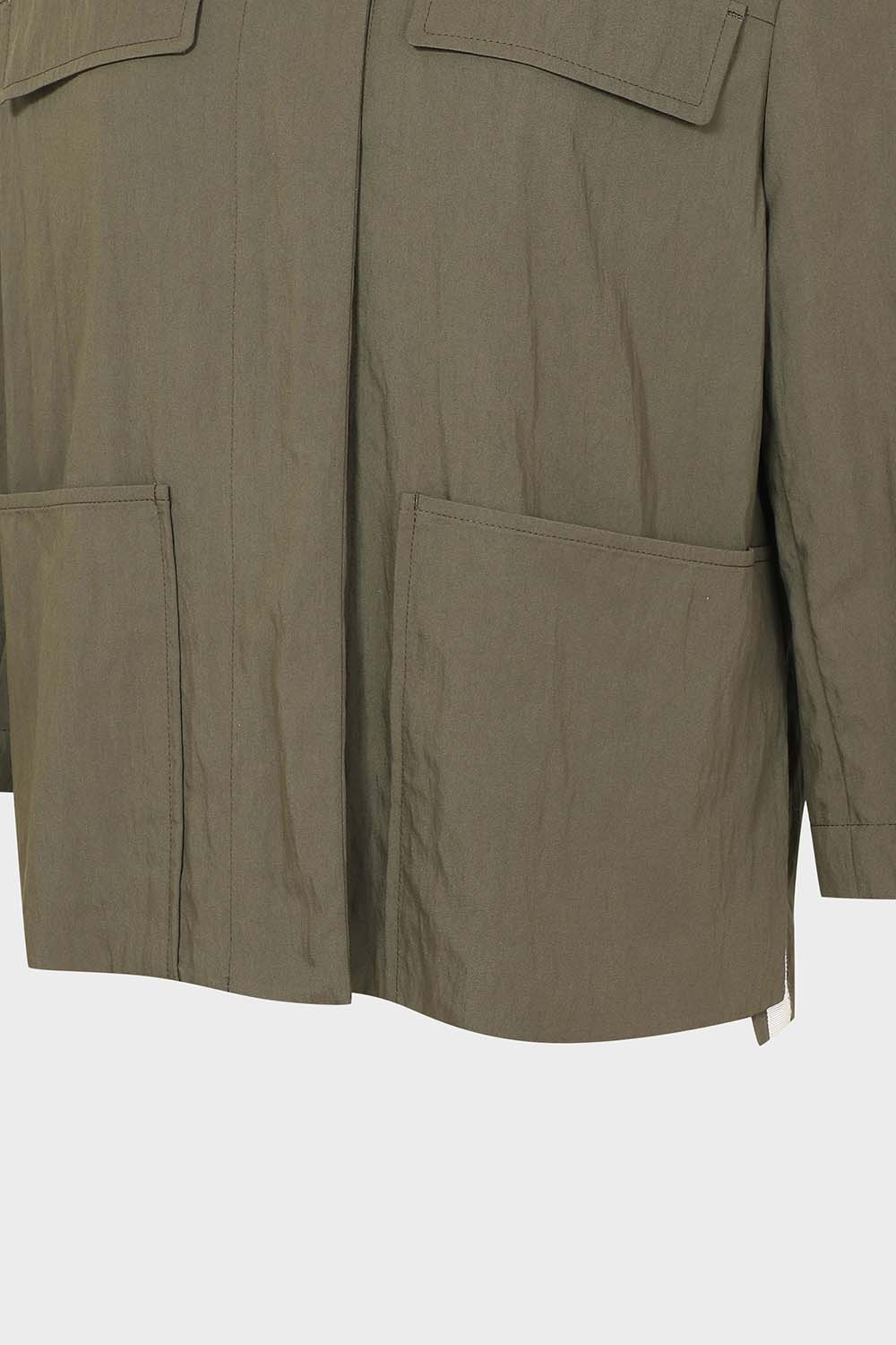 [캐리스노트] 셔츠카라 히든버튼 블라우스 카키