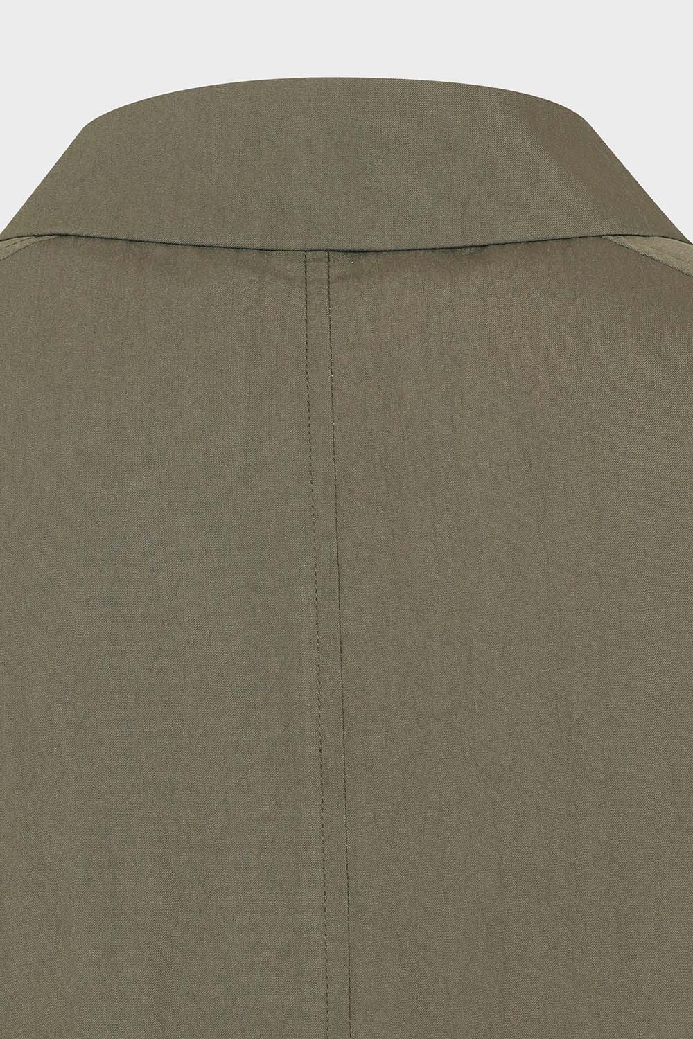 [캐리스노트] 셔츠카라 히든버튼 블라우스 카키