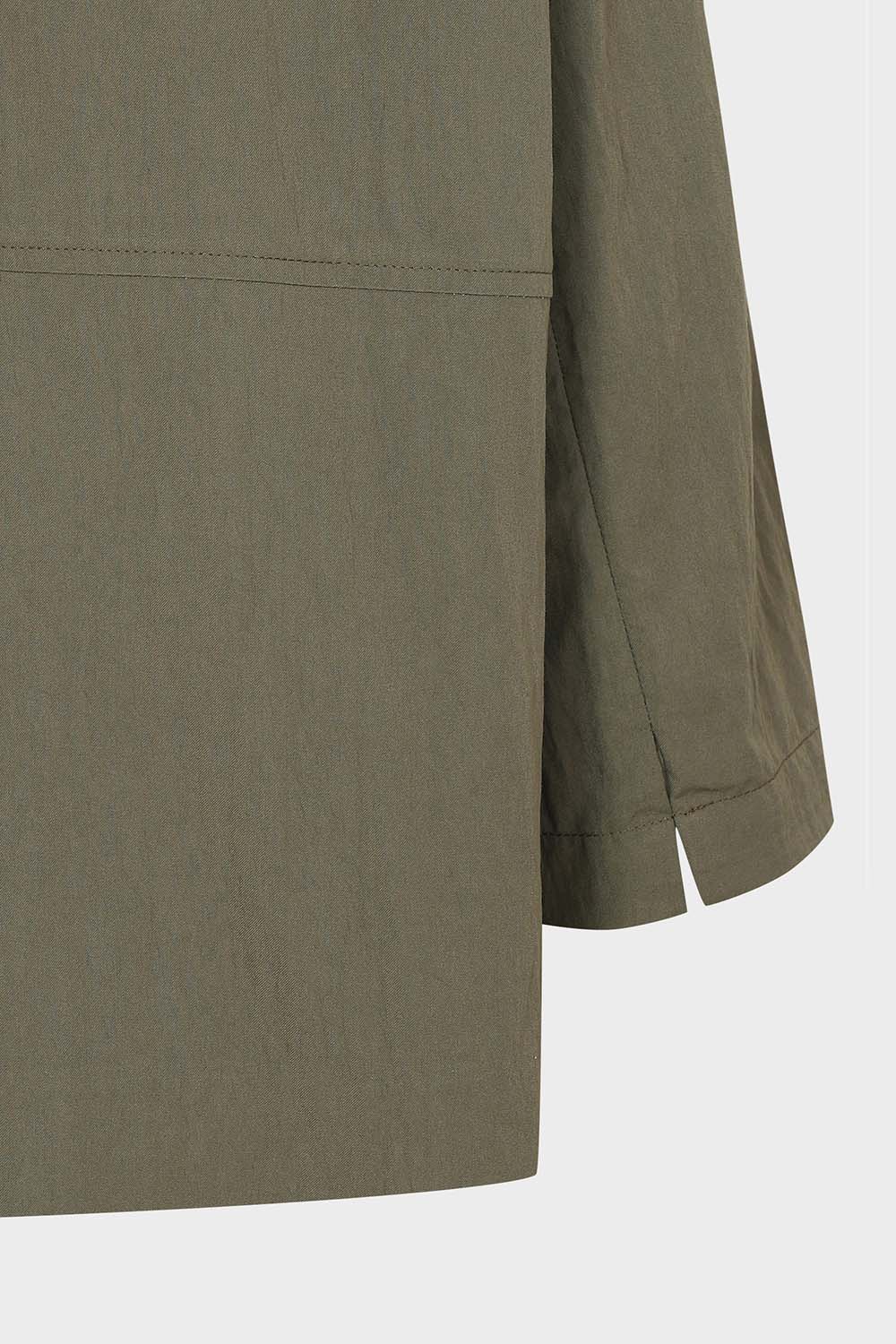 [캐리스노트] 셔츠카라 히든버튼 블라우스 카키