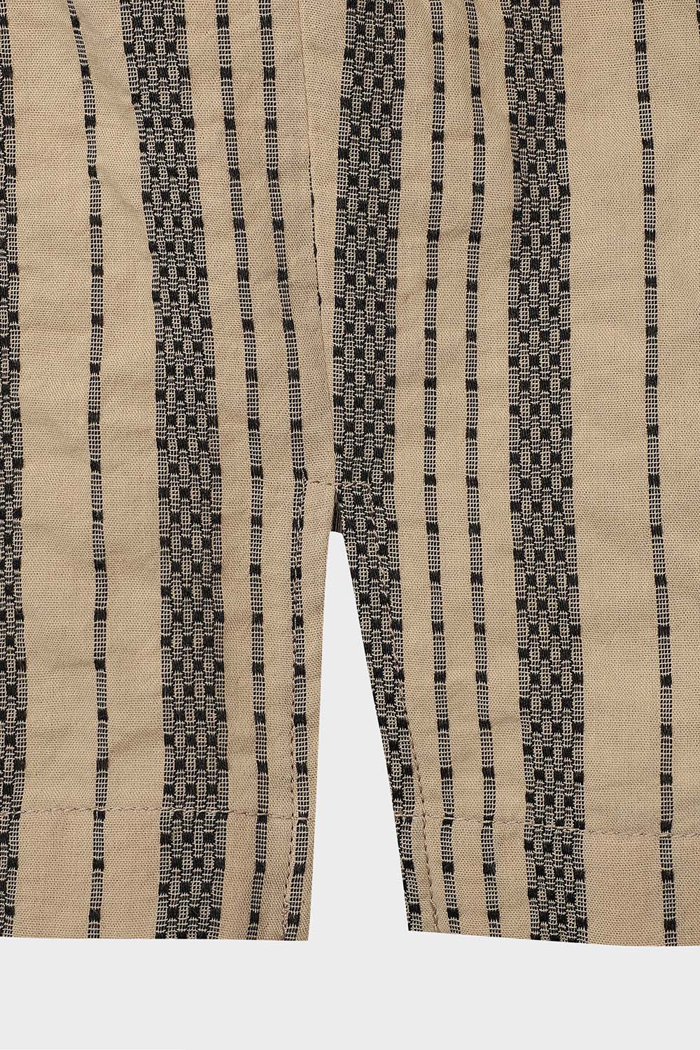 [캐리스노트] 빅카라 루즈핏 포인트 패턴 블라우스 베이지