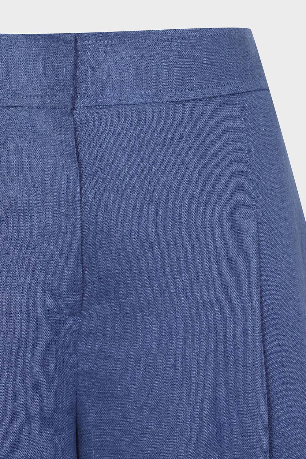 [캐리스노트] 린넨 와이드핏 핀턱 하프 팬츠 블루
