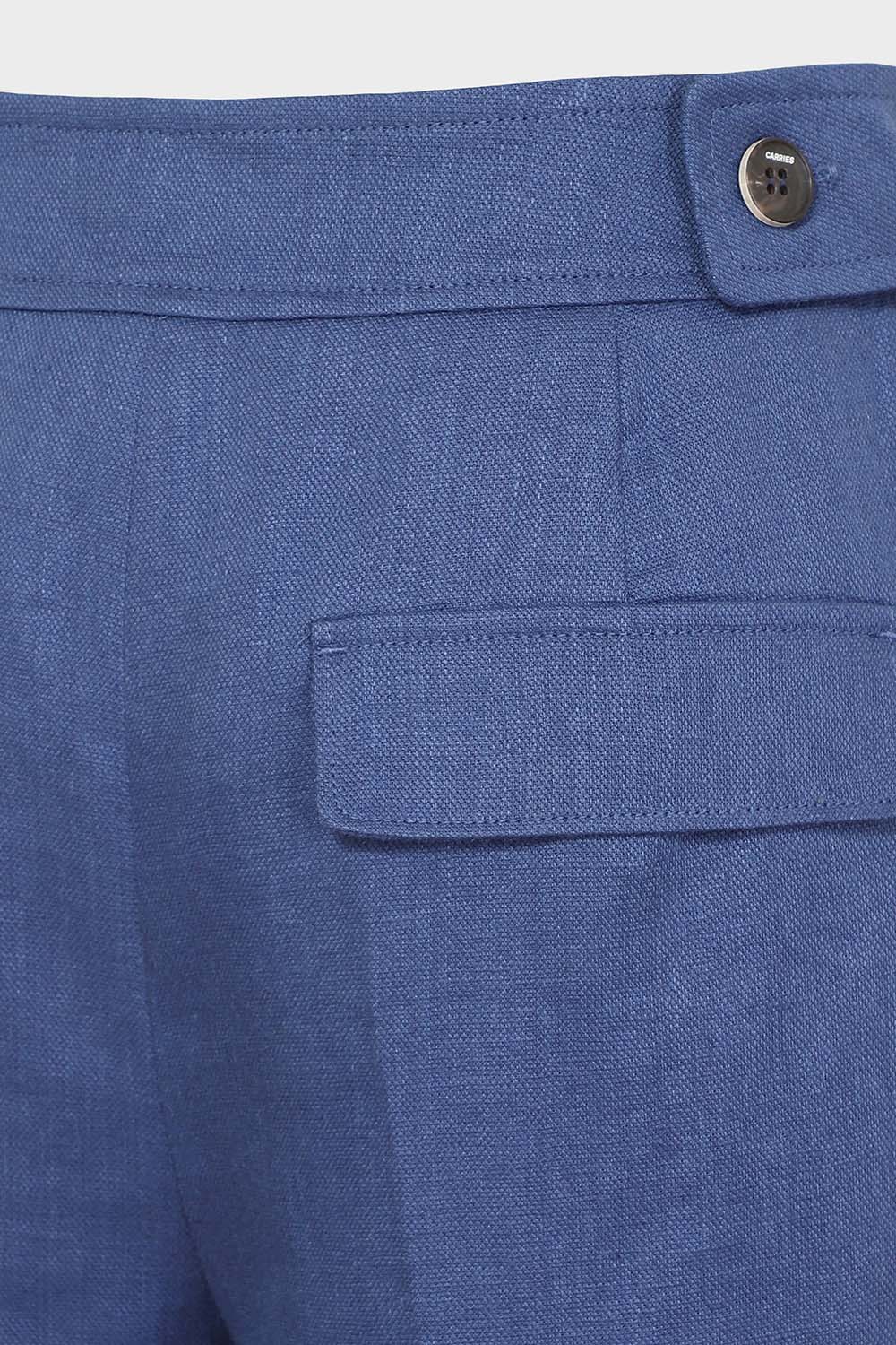 [캐리스노트] 린넨 와이드핏 핀턱 하프 팬츠 블루