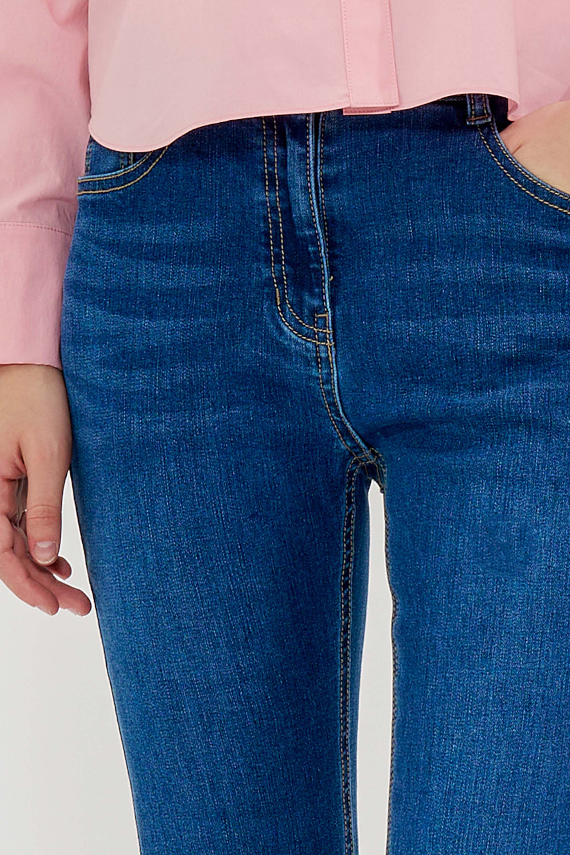[캐리스노트] 슬림 세미 부츠컷 데님 팬츠 다크블루