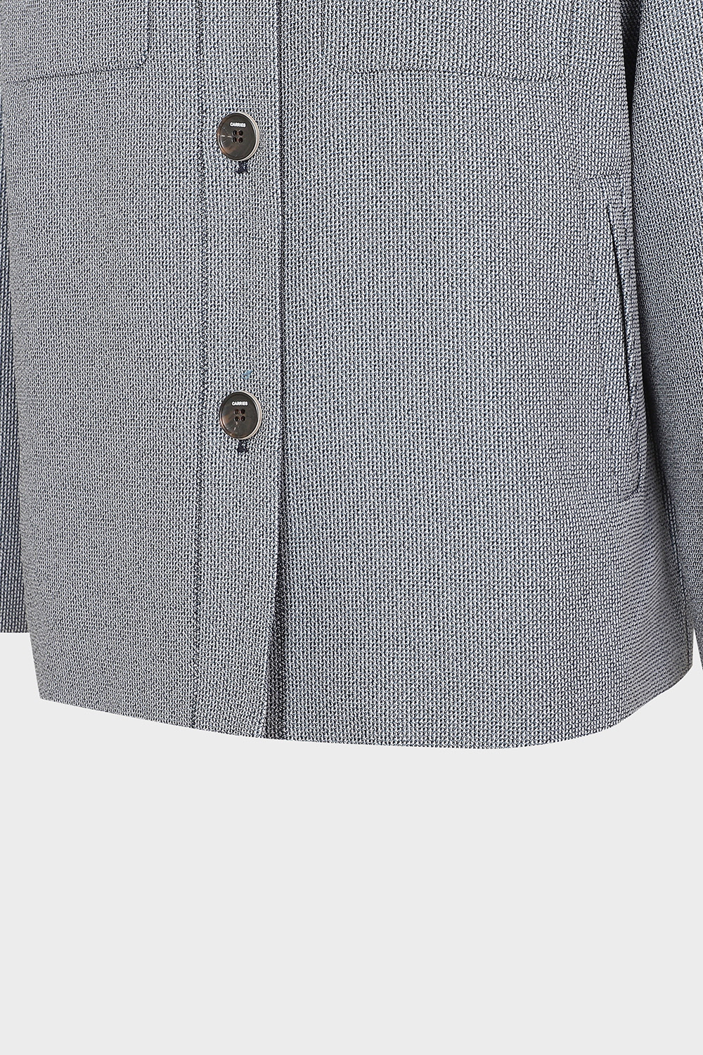 [캐리스노트] 드롭 숄더 스탠 카라 자켓 블루