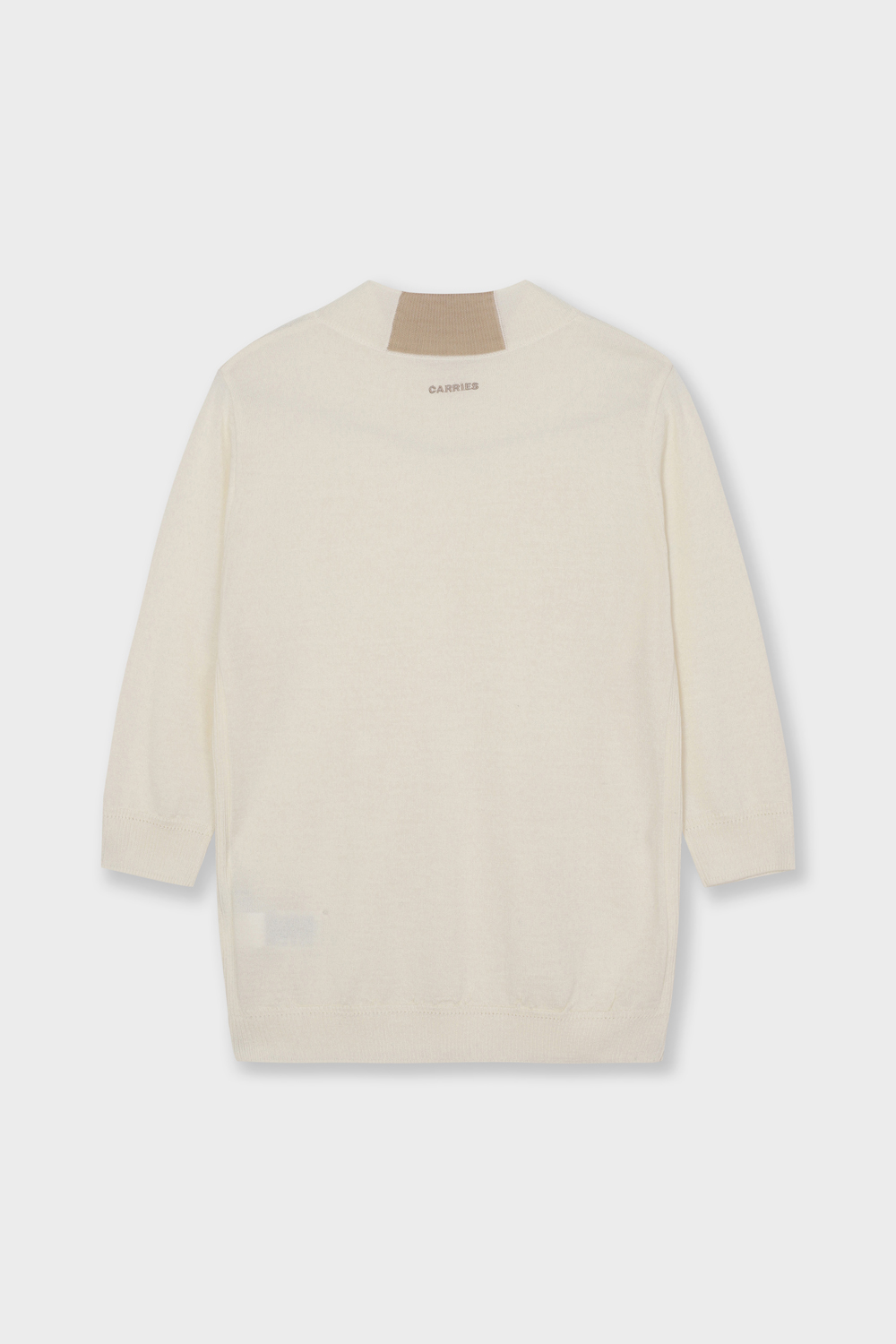 [캐리스노트] 반터틀 네크 컬러배색 니트 풀오버 아이보리