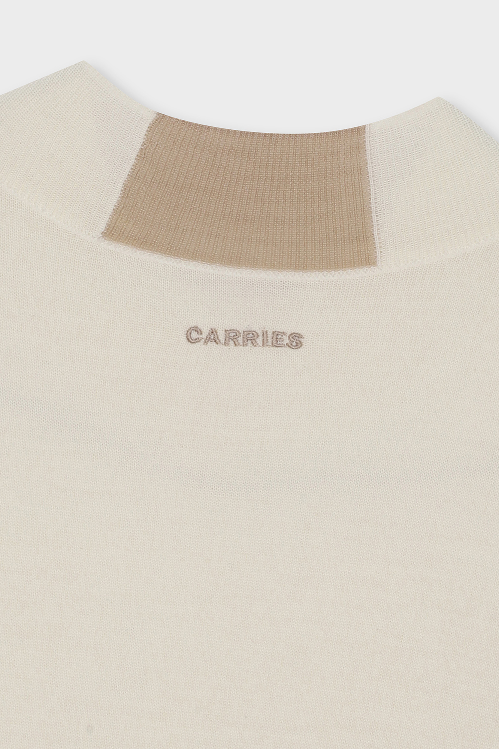 [캐리스노트] 반터틀 네크 컬러배색 니트 풀오버 아이보리