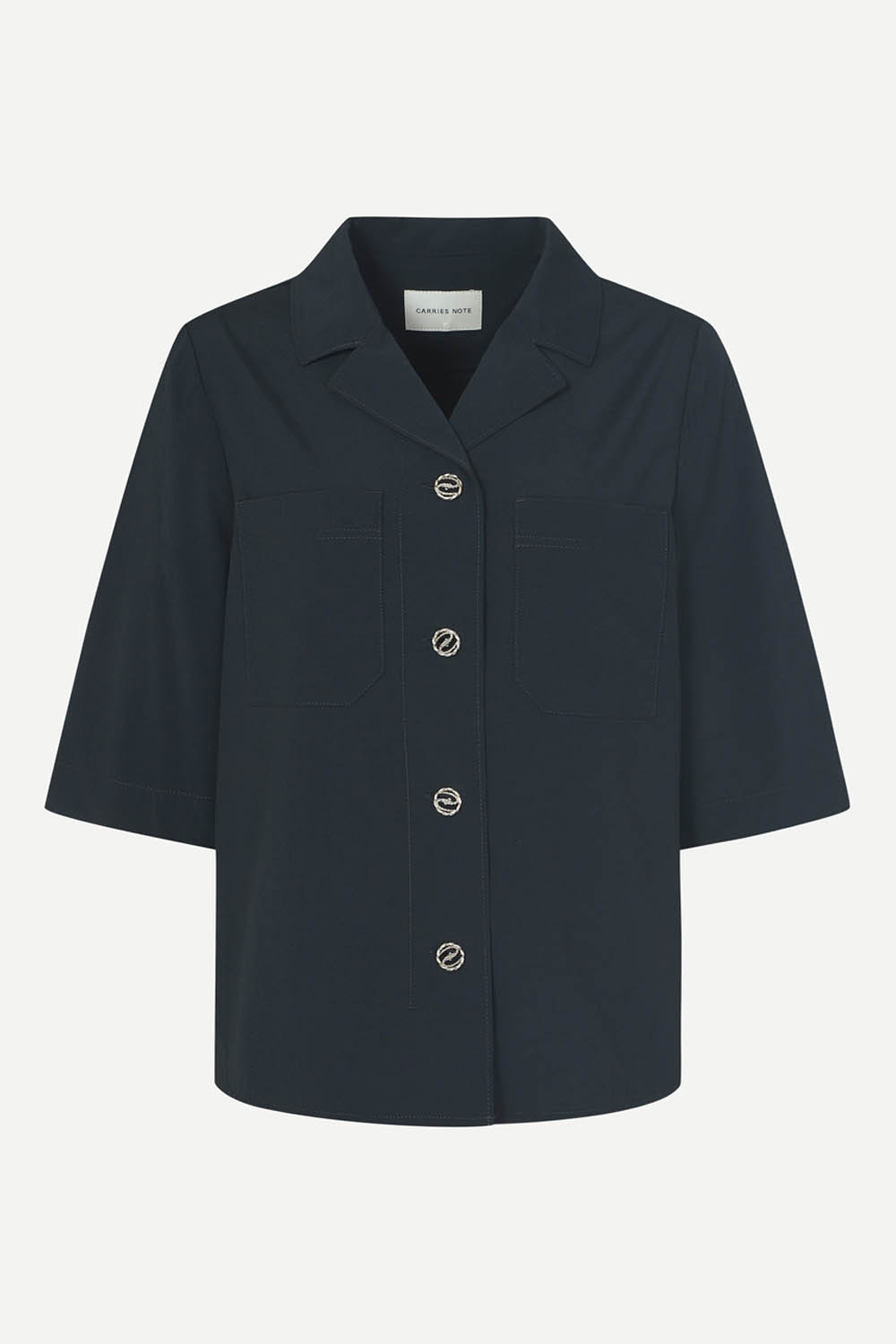 [캐리스노트] 자켓형 아우포켓 블라우스 네이비