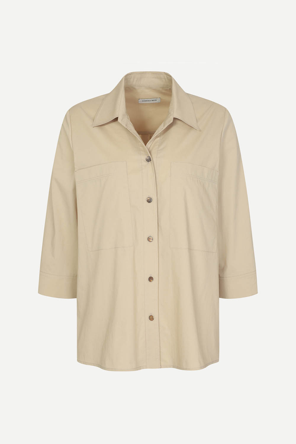 [캐리스노트] 스티치 장식 블라우스 베이지