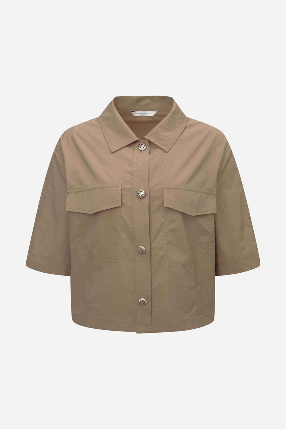 [캐리스노트] 셔켓 크롭 블라우스 베이지