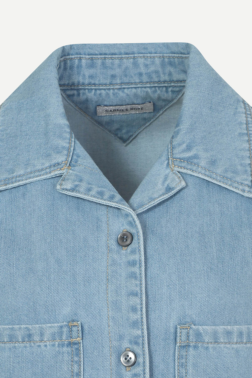 [캐리스노트] 크롭 반소매 데님 자켓 라이트 블루