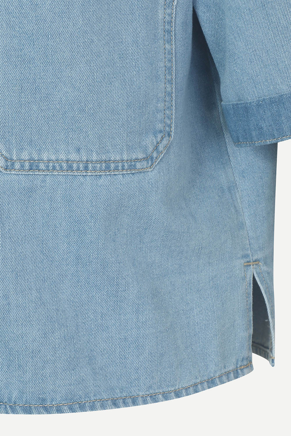 [캐리스노트] 크롭 반소매 데님 자켓 라이트 블루