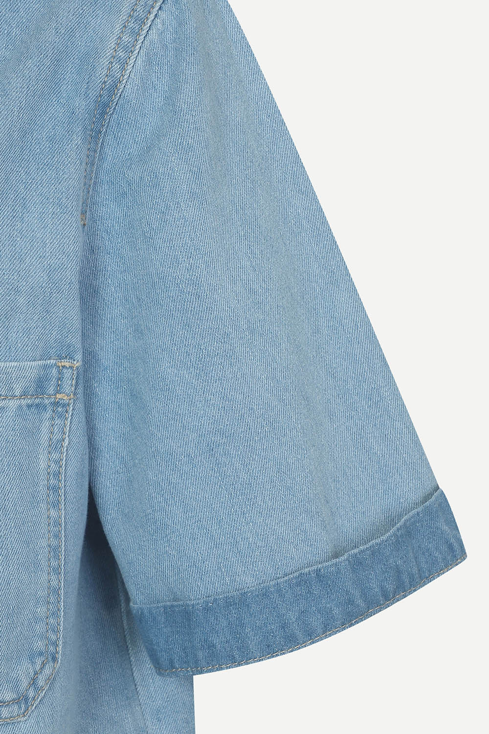 [캐리스노트] 크롭 반소매 데님 자켓 라이트 블루