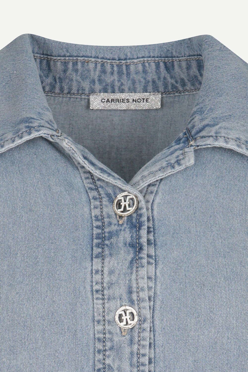 [캐리스노트] 반오픈 롱기장 데님 원피스 라이트 블루