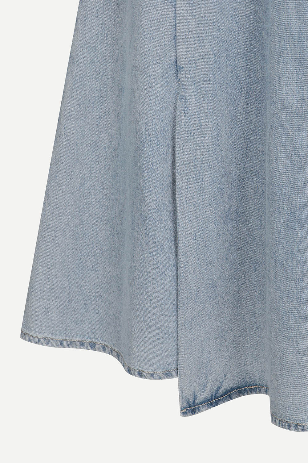 [캐리스노트] 반오픈 롱기장 데님 원피스 라이트 블루